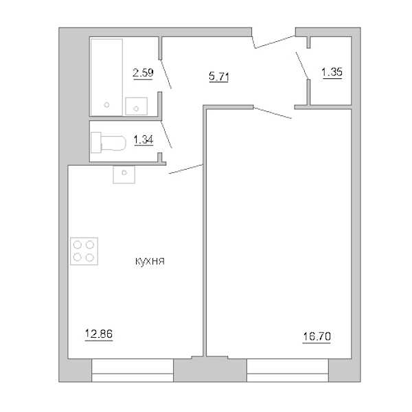 Однокомнатная квартира в : площадь 40.14 м2 , этаж: 3 – купить в Санкт-Петербурге